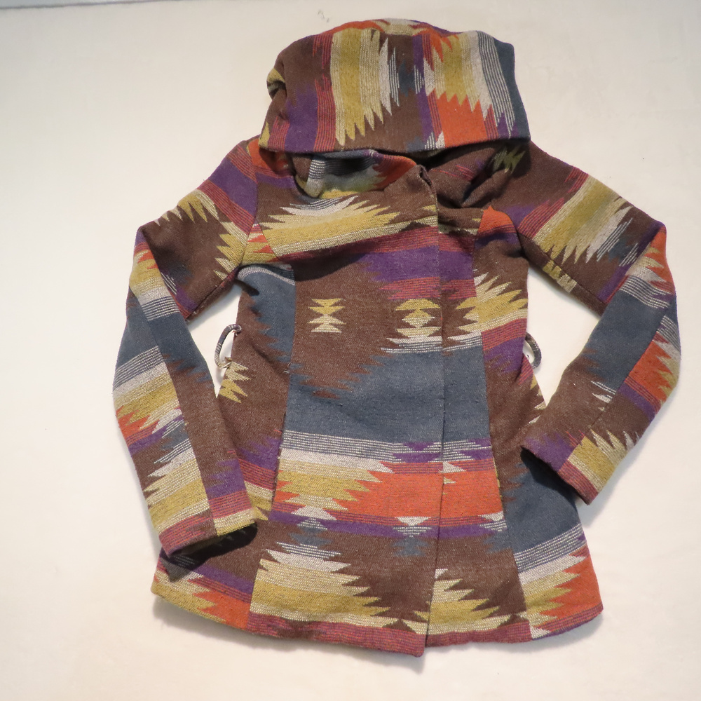 Paris Blues Southwestern Hooded Wool Blend Coat Size S